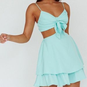 JENEVA TIED BUST CUT-OUT MINI DRESS MINT